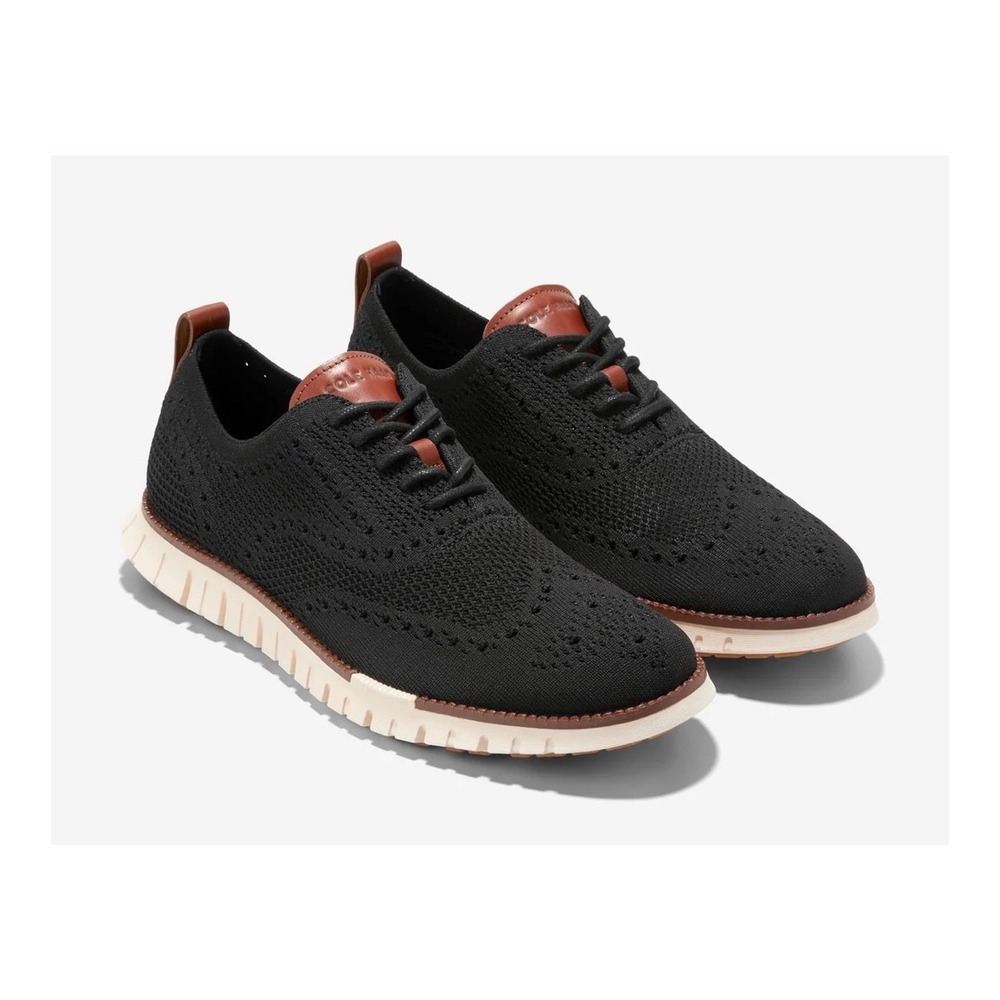 Cole Haan Zerogrand Stitchlite Wingtip Oxford Mens 12 Black British Tan C24948